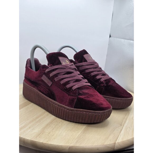 Size 7.5 PUMA Fenty x Velvet Creeper Burgundy Rihanna Royal Shoes Women Sneakers - Picture 4 of 7